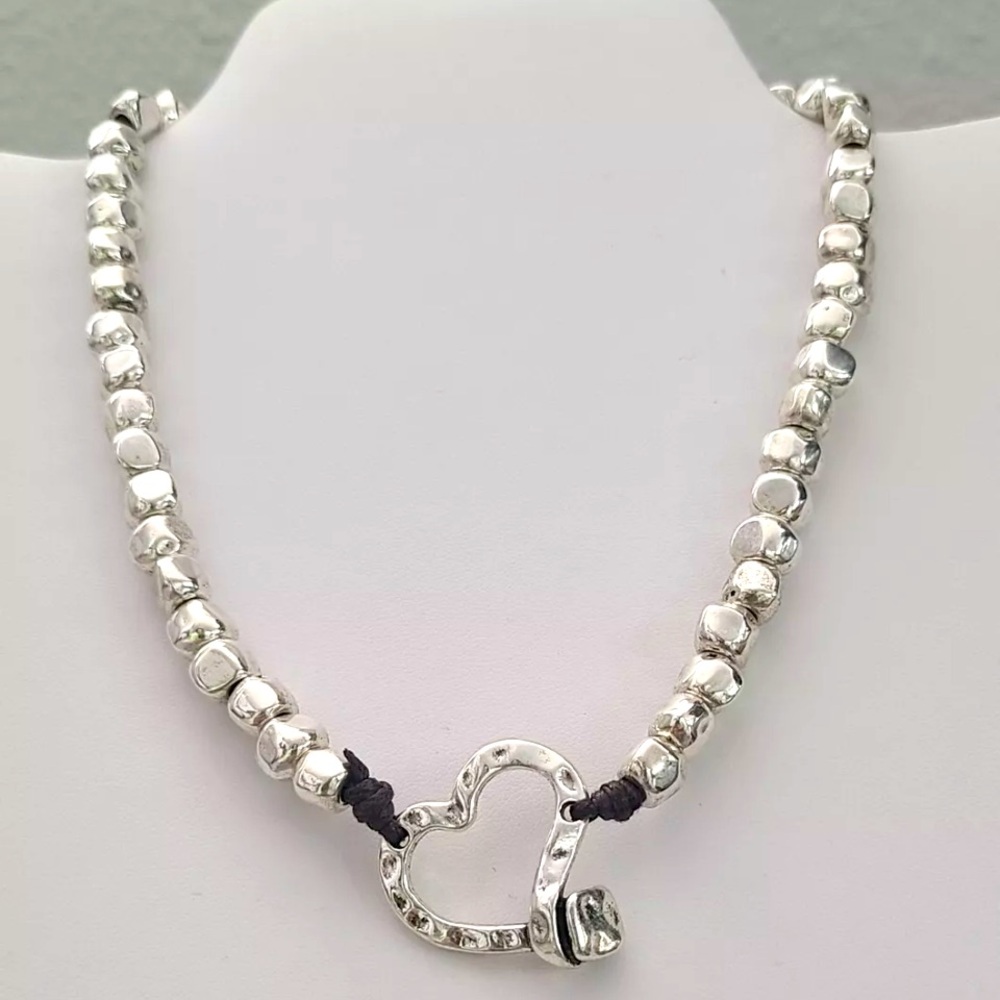 NAILED HEART • Bohemian Necklace • Silver plated